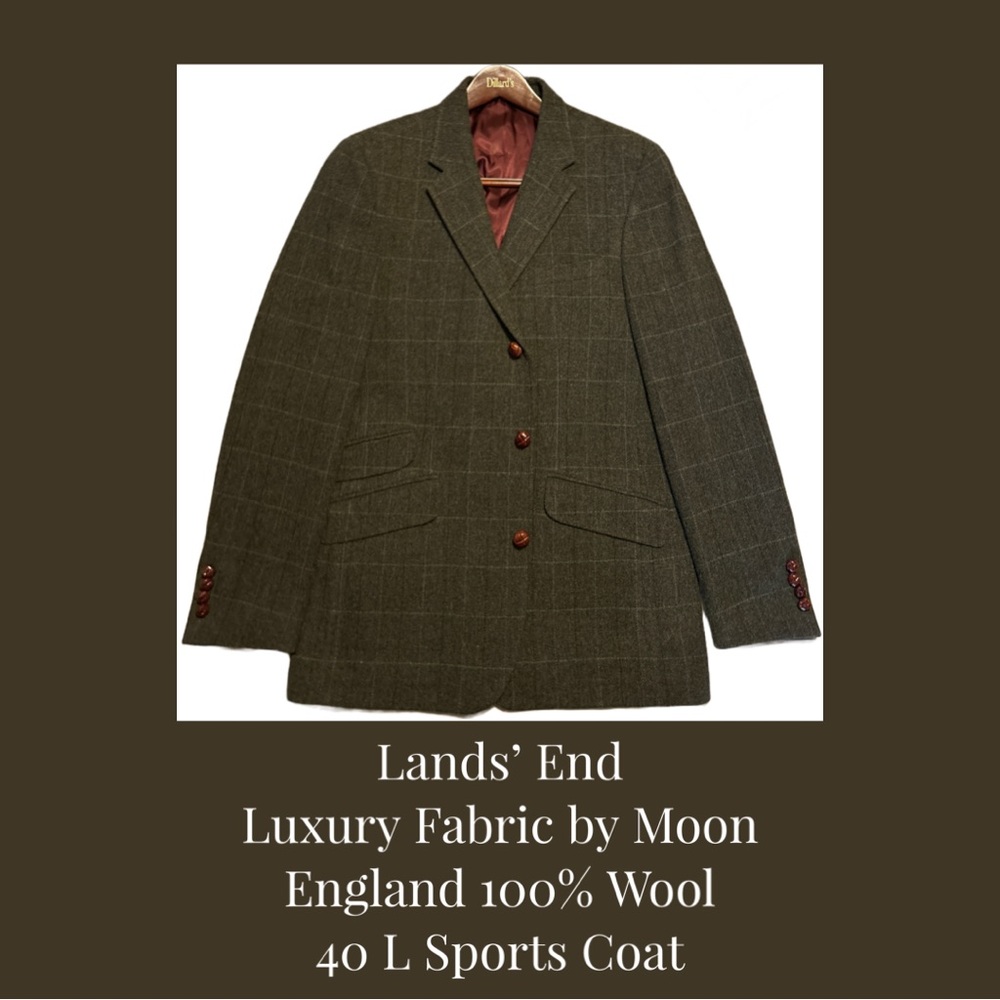 Lands’ End - Luxury Fabric by Moon England - 100% Wool - 40 L Sports Coat